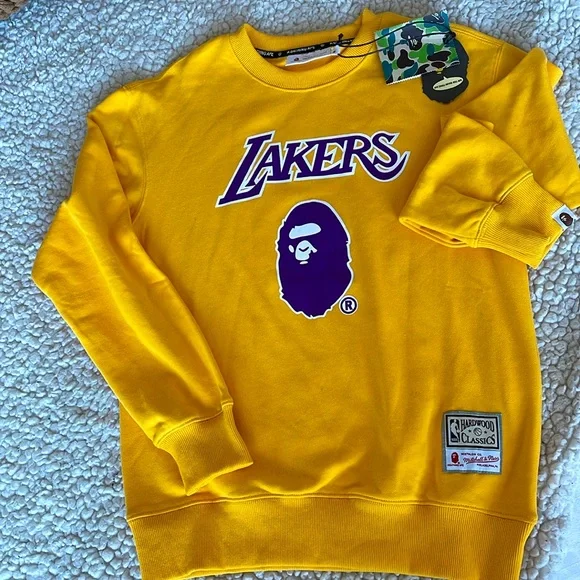 Mitchell & Ness Bape Lakers Sweater NBA Hardwood Classics - Picture 1 of 6